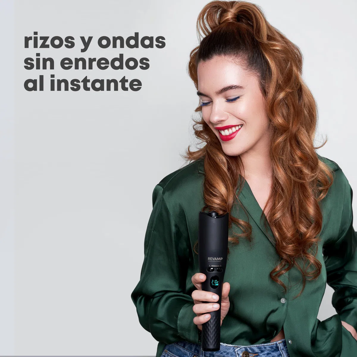 REVAMP iGen Hollywood Curl Rizador de Pelo Inalámbrico - Automático | Estilizador Rotativo, Barril Iónico de Cerámica, Ondulador, Rizos Definidos, Ondas de Playa