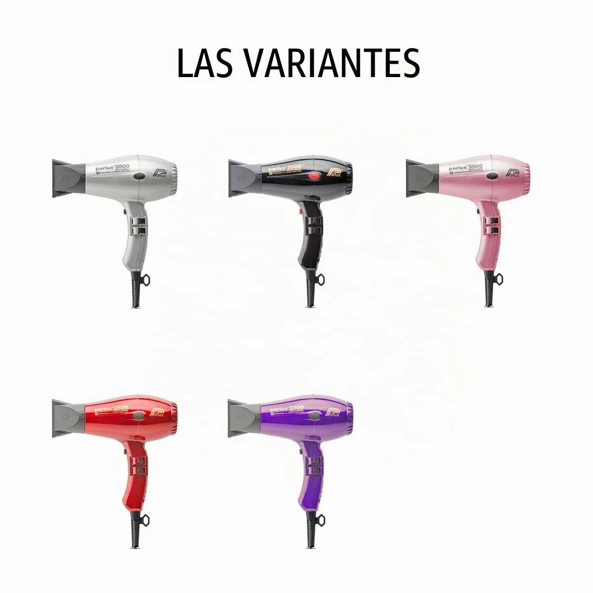 Parlux 3500 Supercompact - Secador Iónico Profesional, Potencia 2000W, 2 Velocidades, 4 Temperaturas, Motor K-Laminación, Botón Modo Frío, Cable 3,3m, 2 Boquillas, Ideal para Viaje, Alisado, Rosa