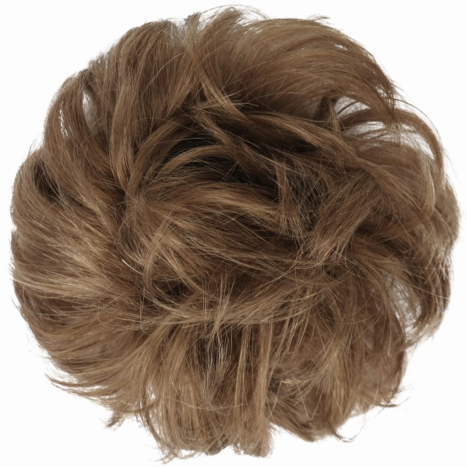 FESHFEN Moños Postizos Pelo Natural - 100% Cabello Humano Ondulado Moño Postizo Despeinado Coletero Extensiones para Mujer, Marrón ceniza