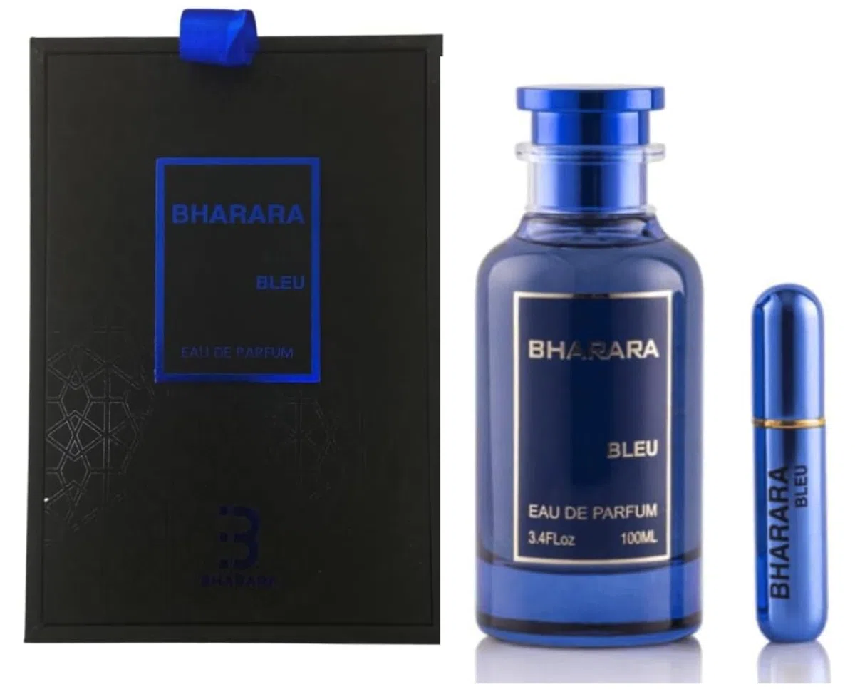 Bharara Bleu Eau de Parfum, 100ml con Atomizador de Viaje, Fragancia Masculina