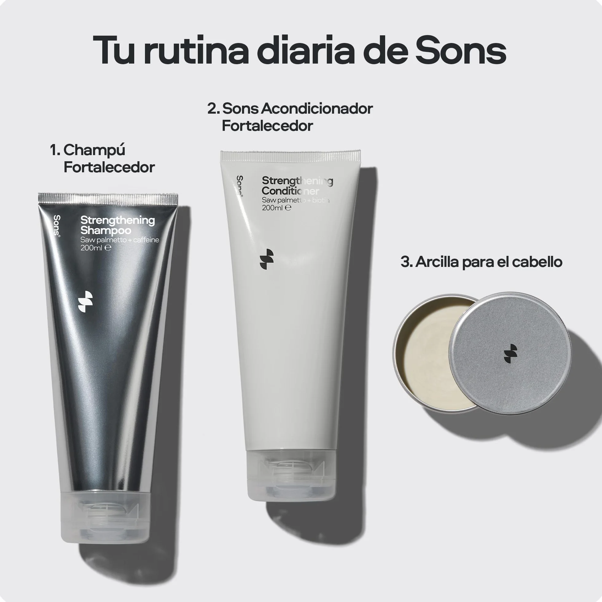 Sons Champú y Acondicionador para Hombres 2x200 ml Bloqueador de DHT con Cafeína