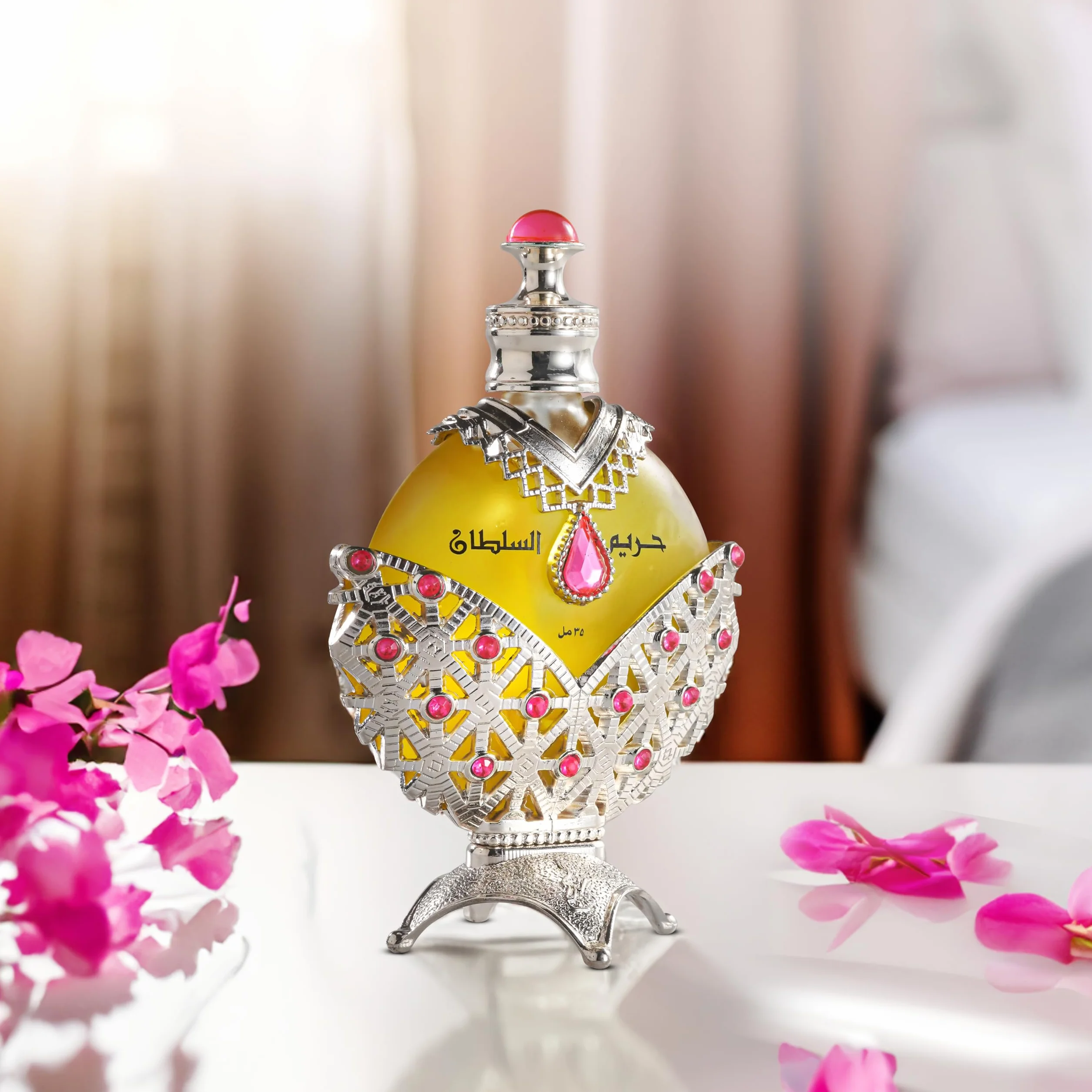 KHADLAJ PERFUMES - Aceite Perfumado Hareem Al Sultan Silver | Sin Alcohol | Fragancia Duradera | Para Piel Sensible | Bergamota, Rosa y Sándalo, 35 ml