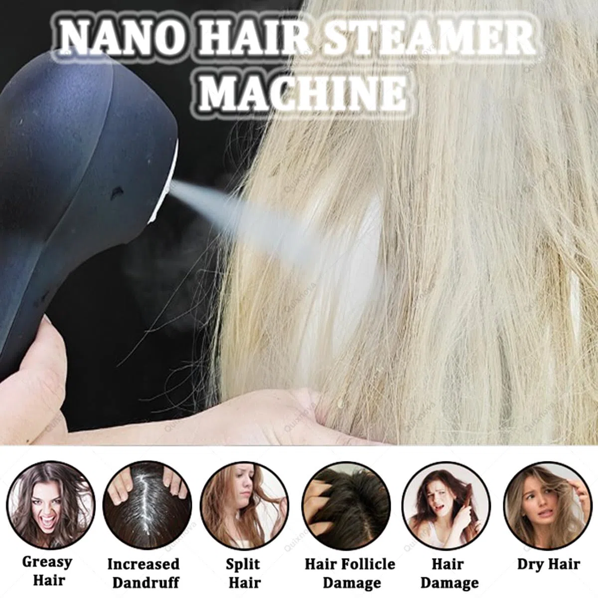Vaporizador capilar nano 5 en 1, procesador capilar ultrasónico profesional de micro niebla, máquina multifuncional extraíble para el cuidado del cabello con gorro para el cuidado del cabello