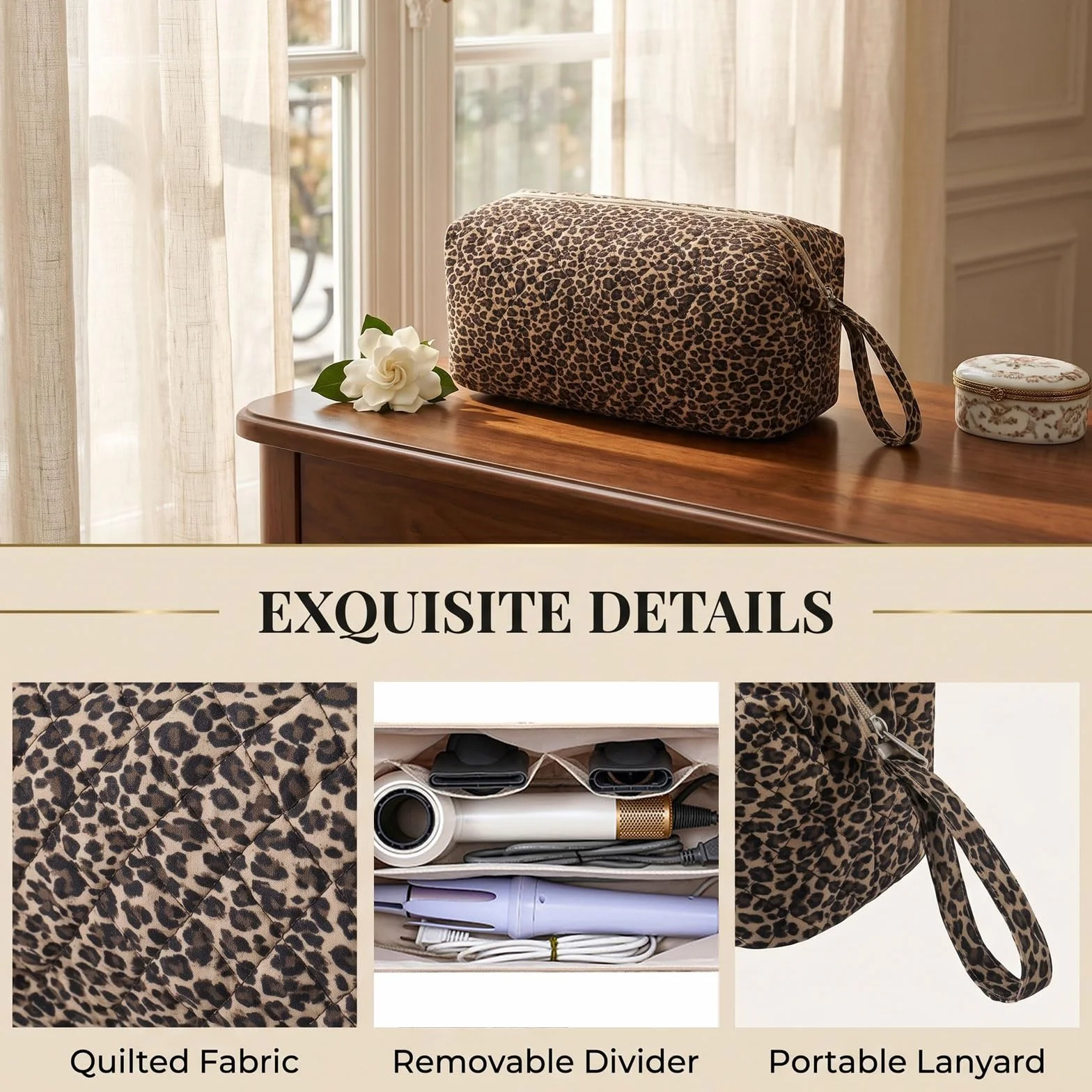Gran Bolso de Almacenamiento para secador de Pelo, Bolsa de Accesorios Compatible con Dyson Airwrap, Bolsa de Viaje Neceser, Tela Oxford 35x15x14cm, de Doble Capa con Compartimento