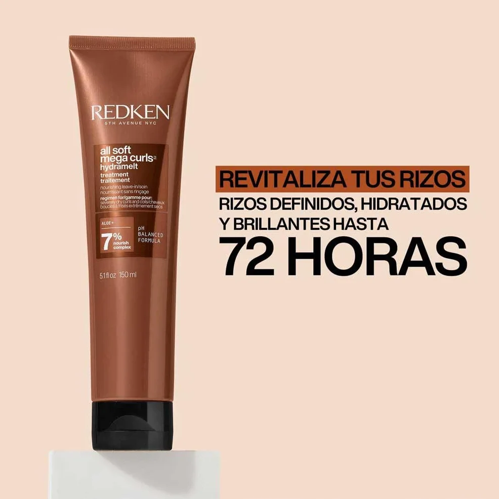Redken All Soft Mega Curls, Tratamiento sin aclarado para cabello rizado seco y muy seco, Limpia e hidrata los rizos y ondas, Sin sulfatos ni parabenos, 150 ml
