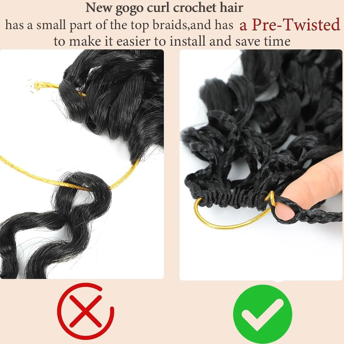 Pelo de ganchillo Gogo Curl preenrollado, 10 pulgadas, 8 paquetes, pelo corto y rizado de ganchillo para mujeres negras, cabello trenzado ondulado del océano, cabello trenzado profundo (10 pulgadas