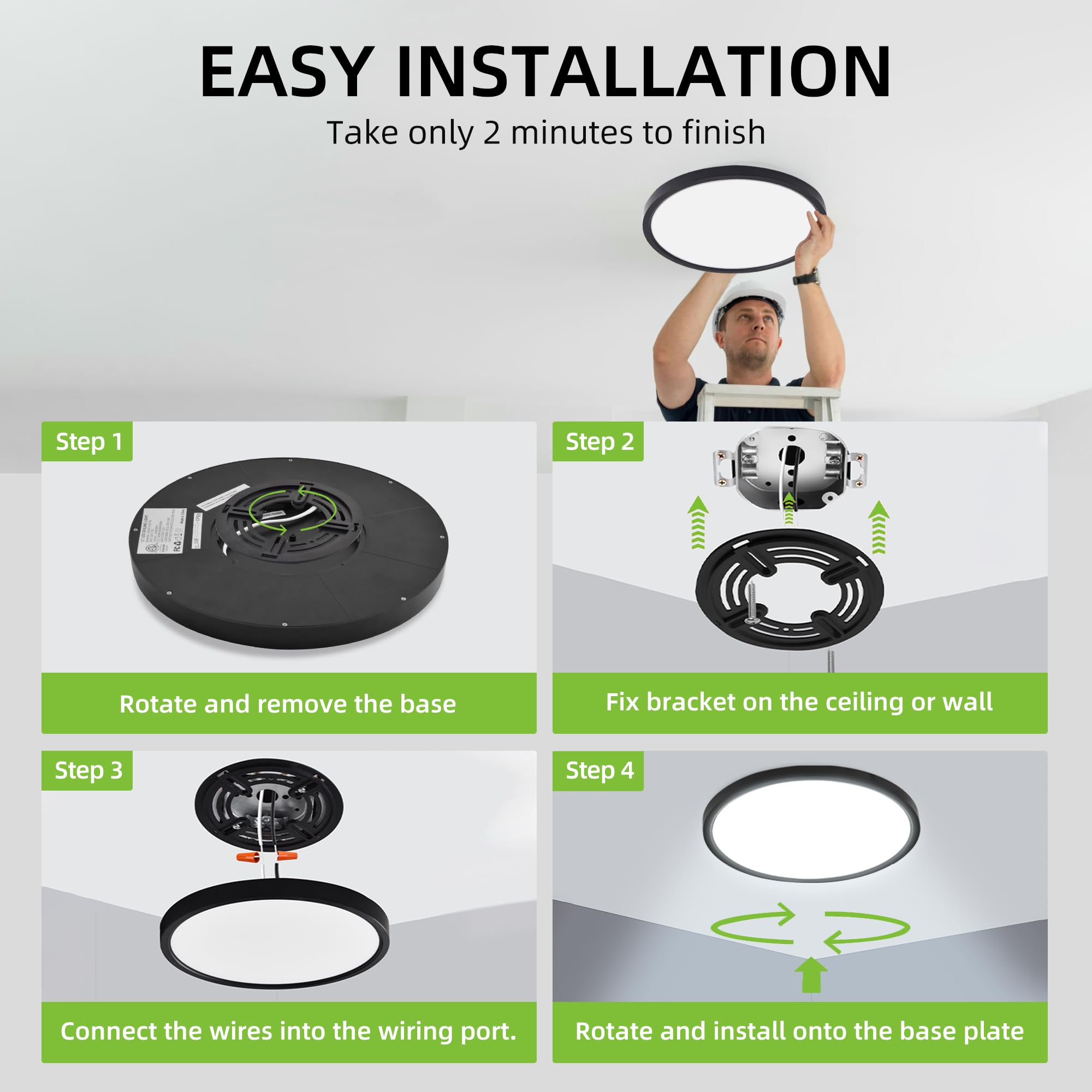 Black 12-Inch Adjustable Round LED Panel Light