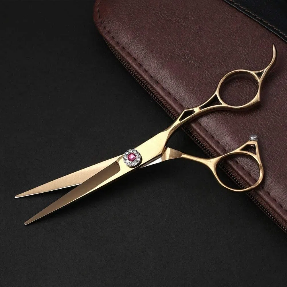 Juego de Tijeras de peluquería de Acero Inoxidable de 15 cm (6 Pulgadas) con diseño ergonómico, Hojas afiladas y Resistentes a Las roturas, y Sistema de Ajuste Mediante Tornillo.