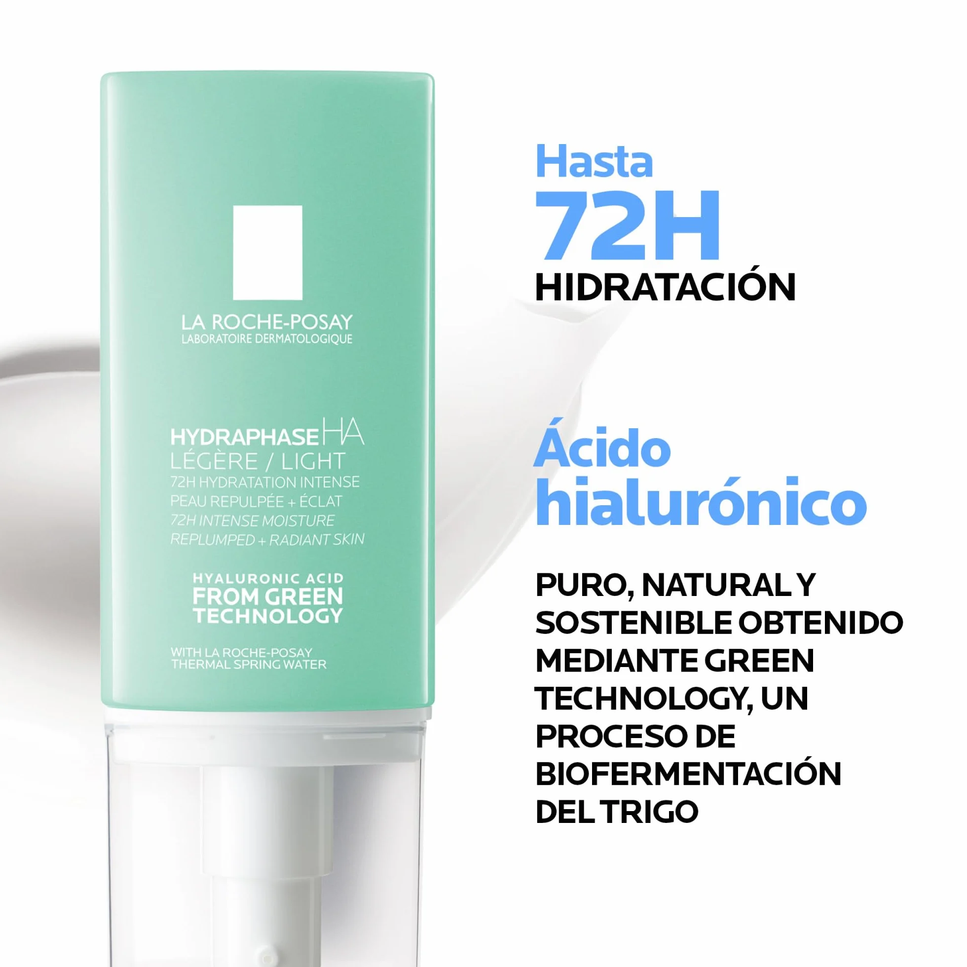 La Roche Posay Tratamiento Dermatológico Hidratante Intensivo, Piel Rehidratada y Luminosa durante 72 Horas, Fórmula con Ácido Hialurónico y Agua Termal, Hydraphase HA Ligera, 50 ml