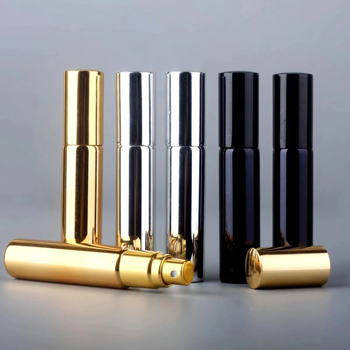 Botella de Perfume Recargable de Vidrio UV portátil, 100 unids/Lote, atomizador de 10ML, Botellas de Muestra, Envase Cosmético Vacío