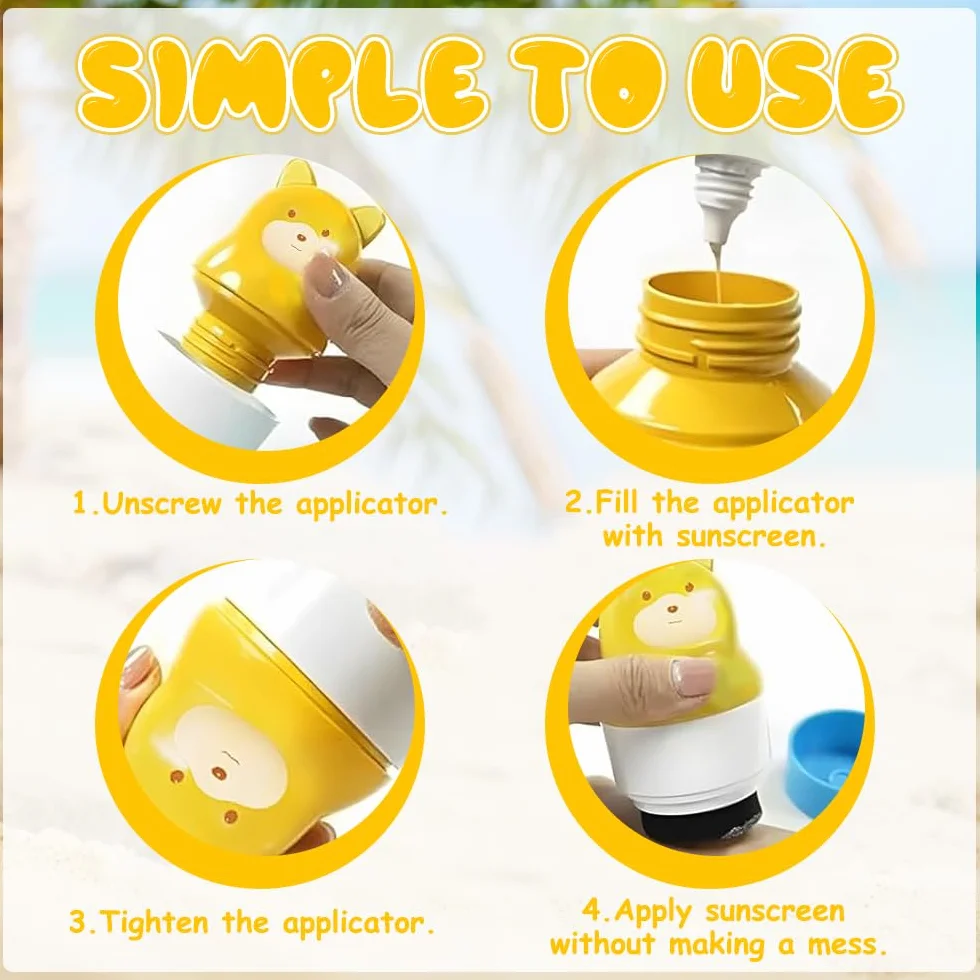 2 Pelota Aplicador de Crema Solar, 100mL Aplicador Crema Solar Niños Adultos, Aplicador de Protector Solar Reutilizable, Roll on Sponge Applicator de Tamaño de Viaje para Niños (Rosa, azul)