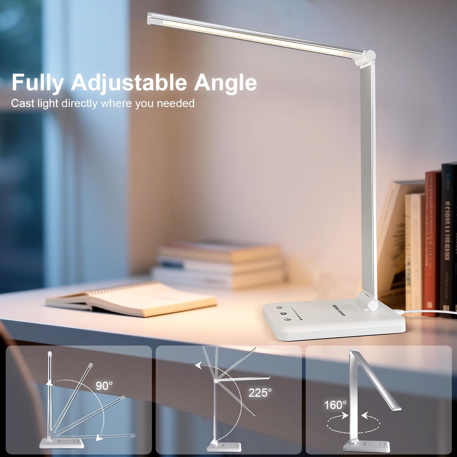 Modern Dimmable LED Desk Lamp with USB Charging & Timer