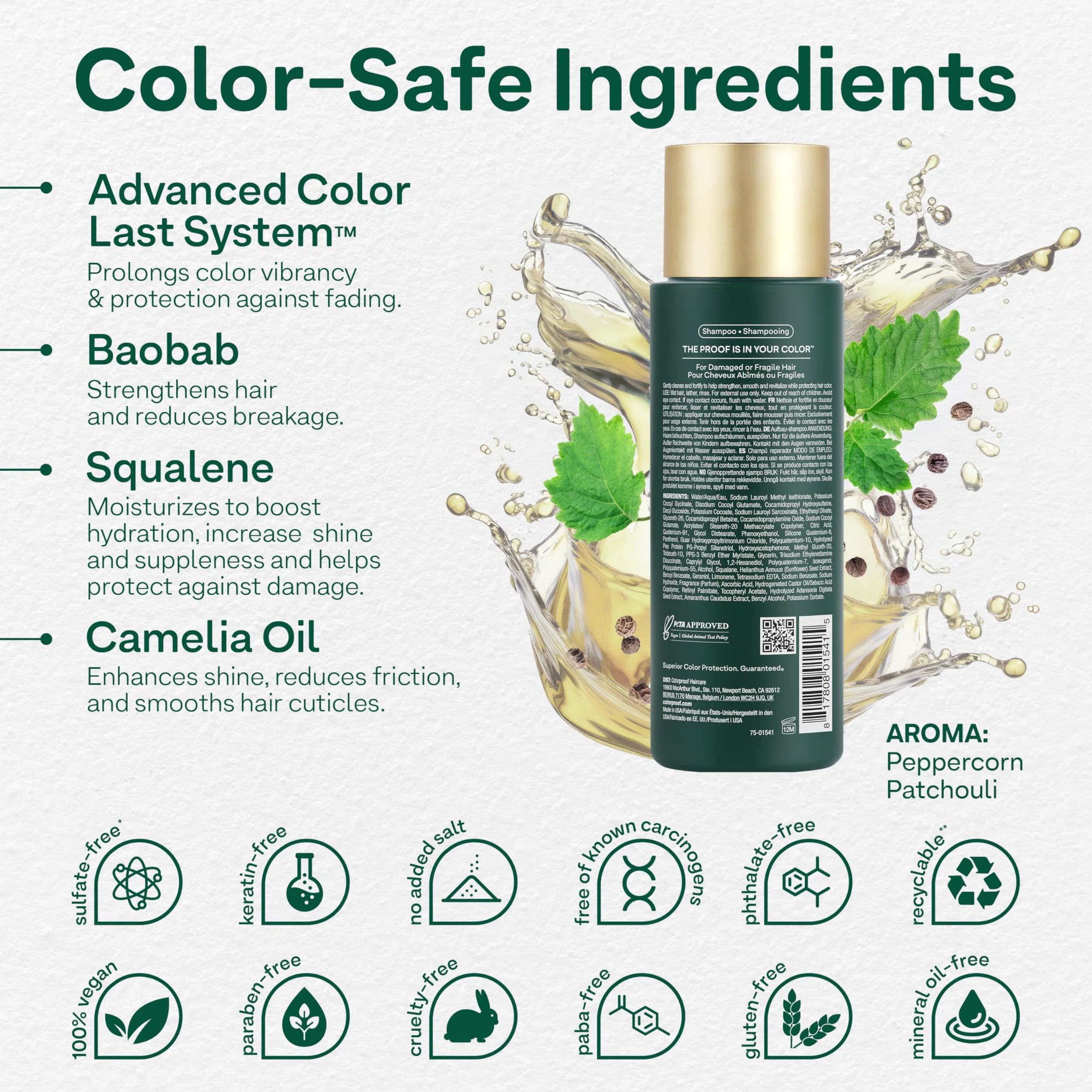 ColorProof Baobab - Champú de recuperación unisex de 8.5 onzas
