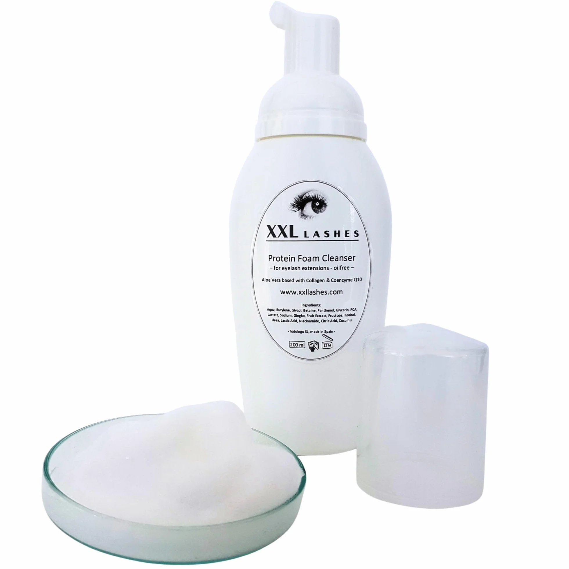 XXL Lashes Foam Cleanser, Champú para pestañas, libre de aceite y de alcohol Espuma Pestañas, 200 ml tamaño salón