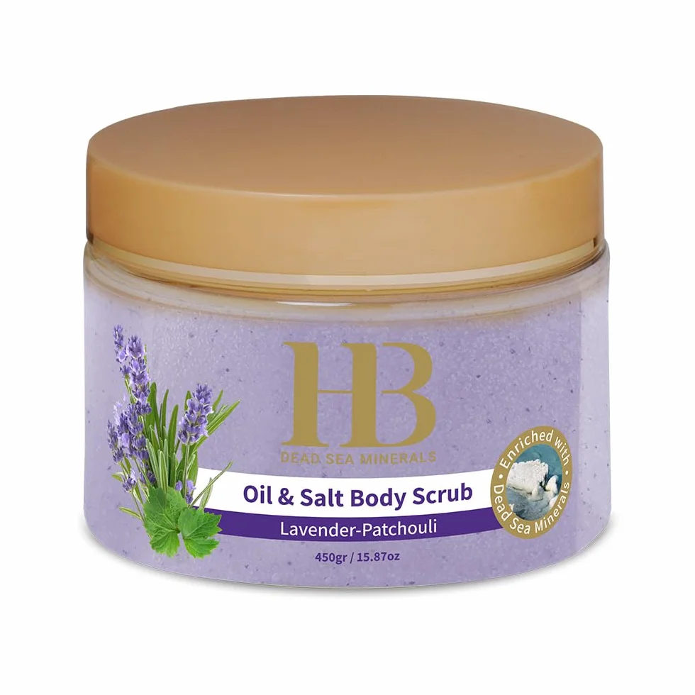 Health & Beauty Exfoliante Corporal del Mar Muerto con Extracto de Lavanda y Pachulí – Sales Minerales Naturales – Scrub Corporal Hidratante y Renovador – 450 g