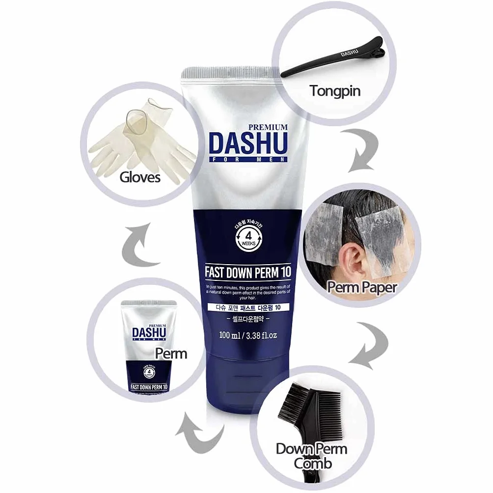 DASHU Perm Premium Fast Down Perm for Men 30oz - Instant Down Perm, Shine & Elasticity