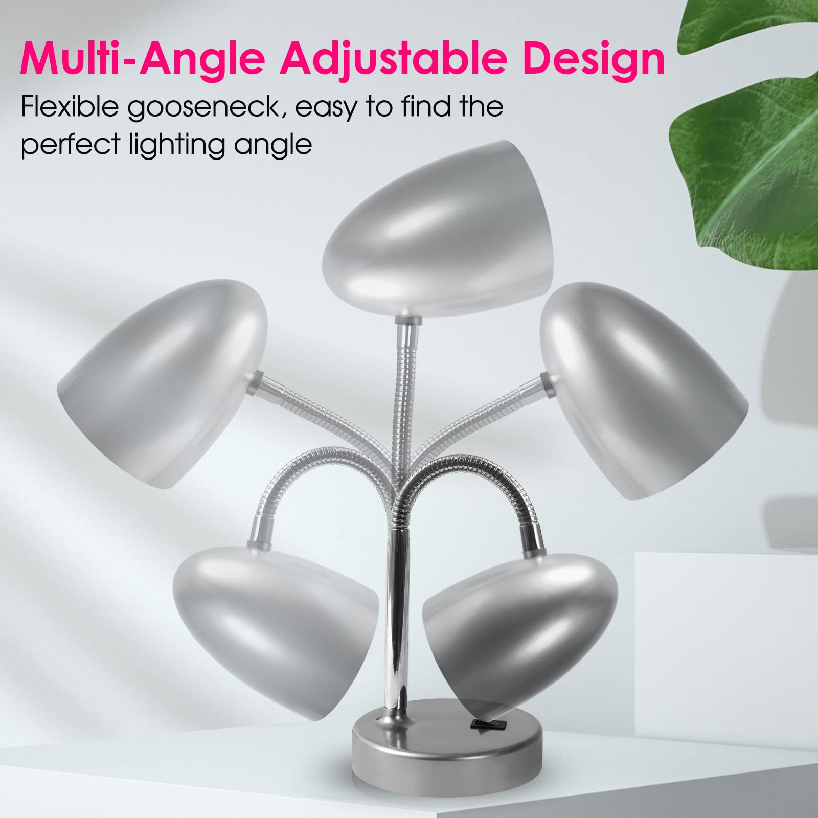 Sleek Silver LED Desk Lamp with Eye-Caring Light