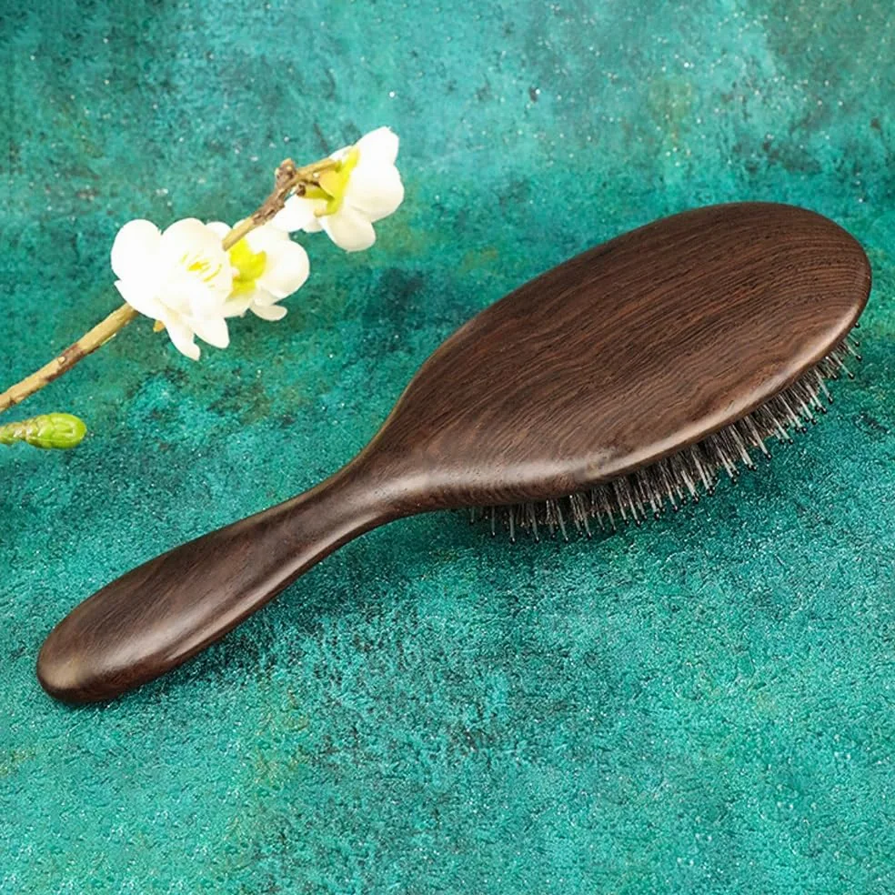 Cepillo de pelo de cerdas de jabalí para cabello grueso, rizado, fino, largo, corto, húmedo o seco, añade brillo y hace que el cabello sea suave, el mejor cepillo de pelo de paleta para hombres