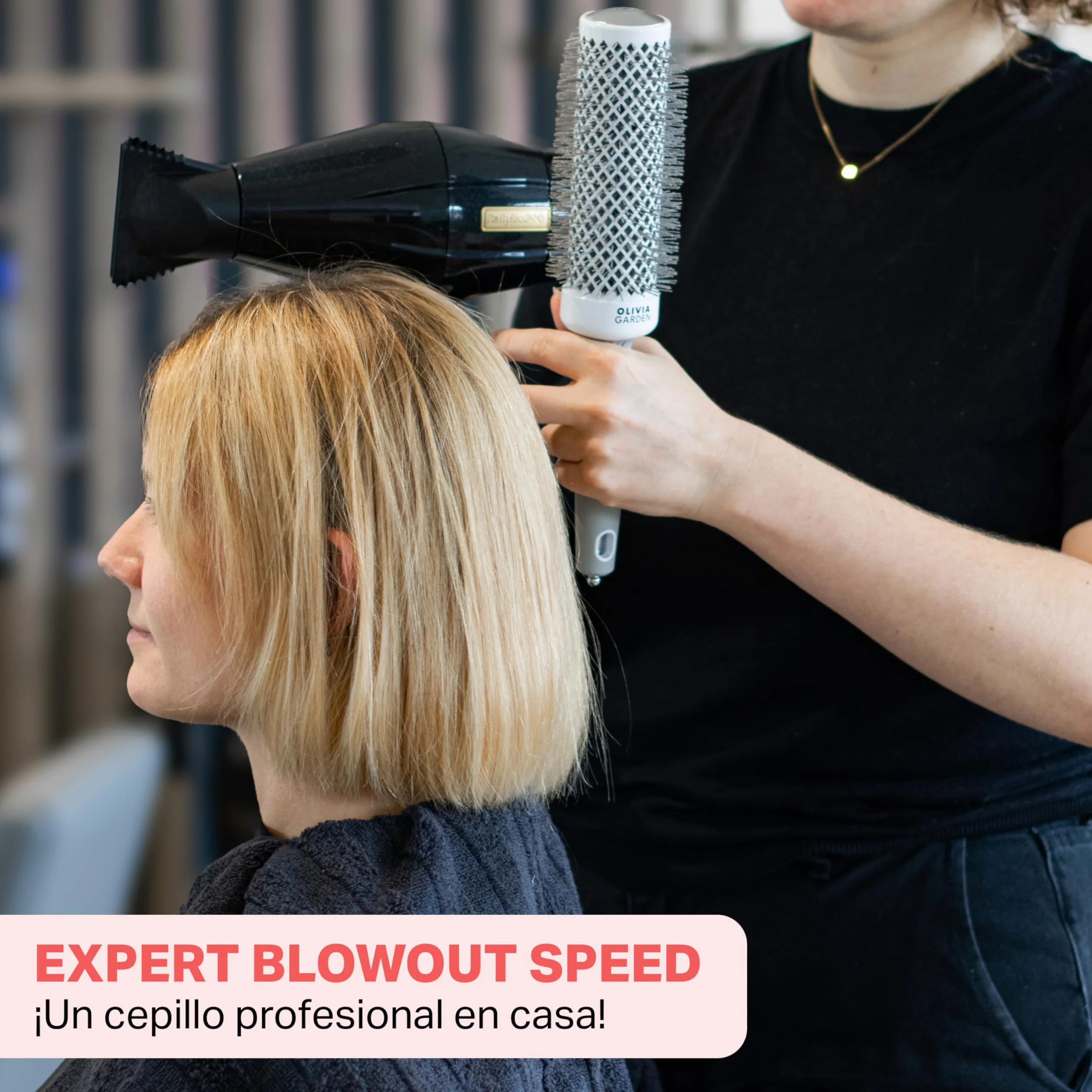 Olivia Garden Expert Blowout Speed – Cepillo redondo de cerámica con cuerpo extra largo para secados un 25% más rápidos