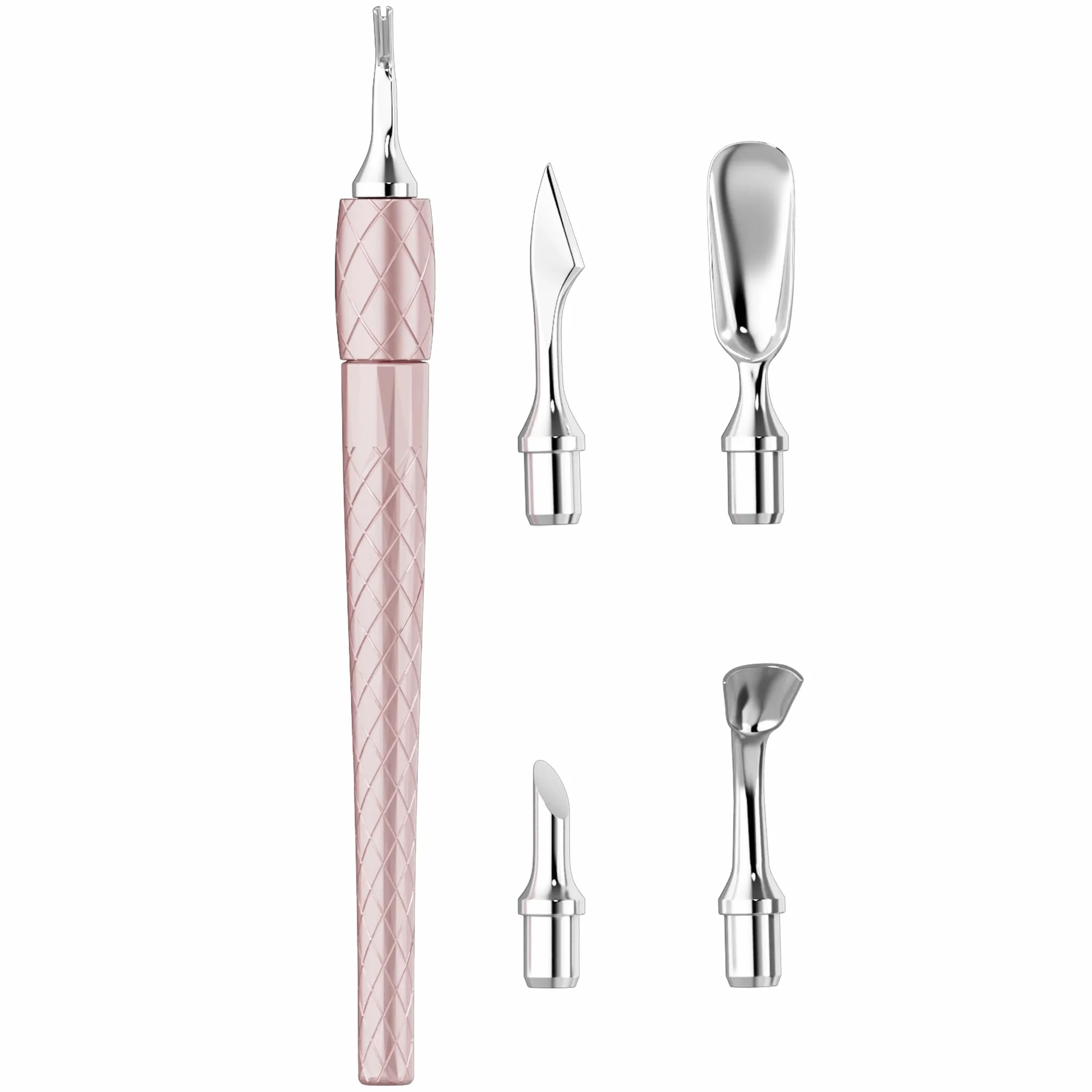 Juego de empujador de cutículas 5 en 1 con mango de aluminio, herramienta de limpieza de uñas de precisión para manicura y pedicura