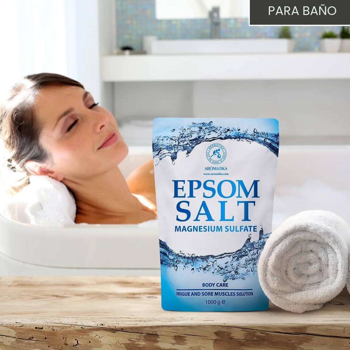 Sal de Epsom 1000g - 100% Pura & Natural - Fuente Concentrada de Magnesio - Relajación & Recuperación Muscular - Desintoxicación - Cuidado del Cuerpo - Cura - Mejor Buen Sueño