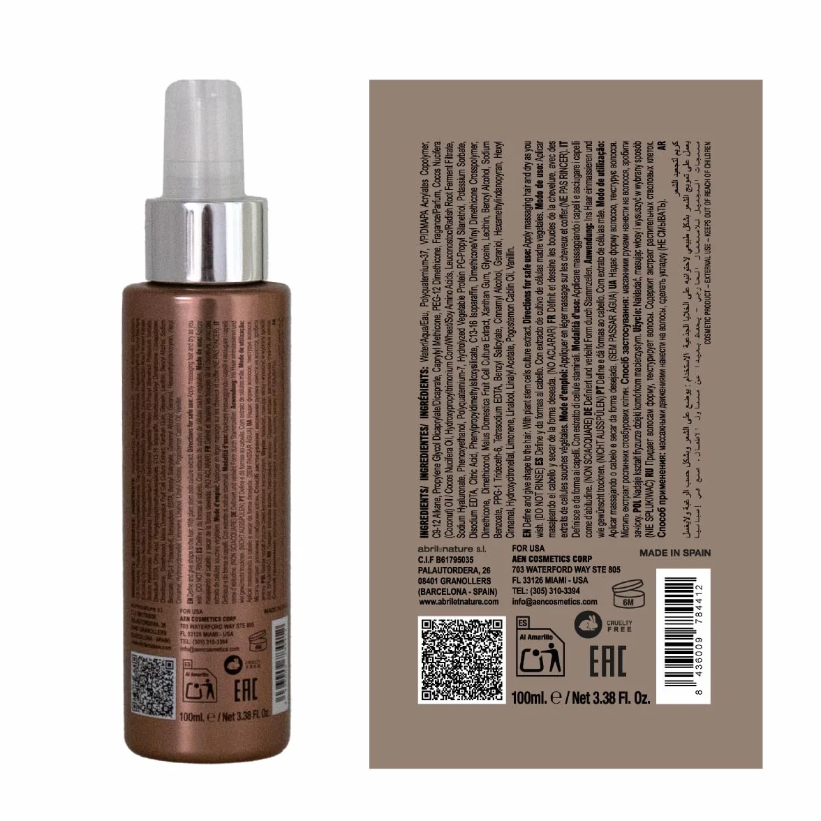 abril et nature - Sérum profesional para cabello rizado y ondulado Curly Definition - Fija y define los rizos con resultados de larga duración - Repara los daños y recupera la hidratación - 100ml