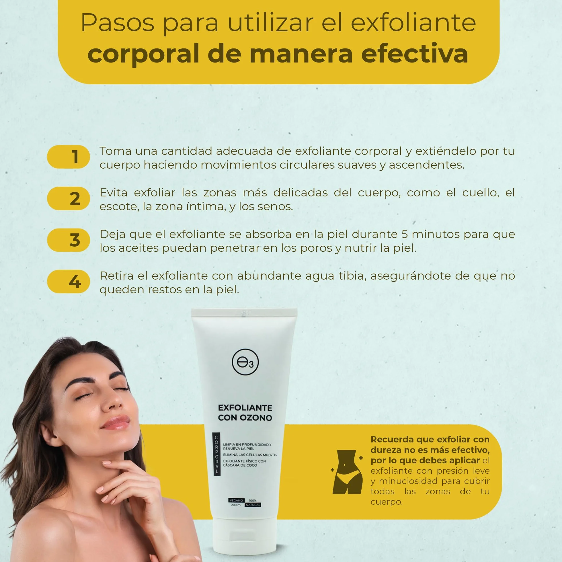 OZONO D'OR - Exfoliante Corporal con Ozono 100% Natural ECO., Trata la Piel Grasa Acné, Puntos Negros, Manchas, Poros Obstruidos | Peeling Corporal Elimina la Piel Muerta, Piel Sensible. 200 ml