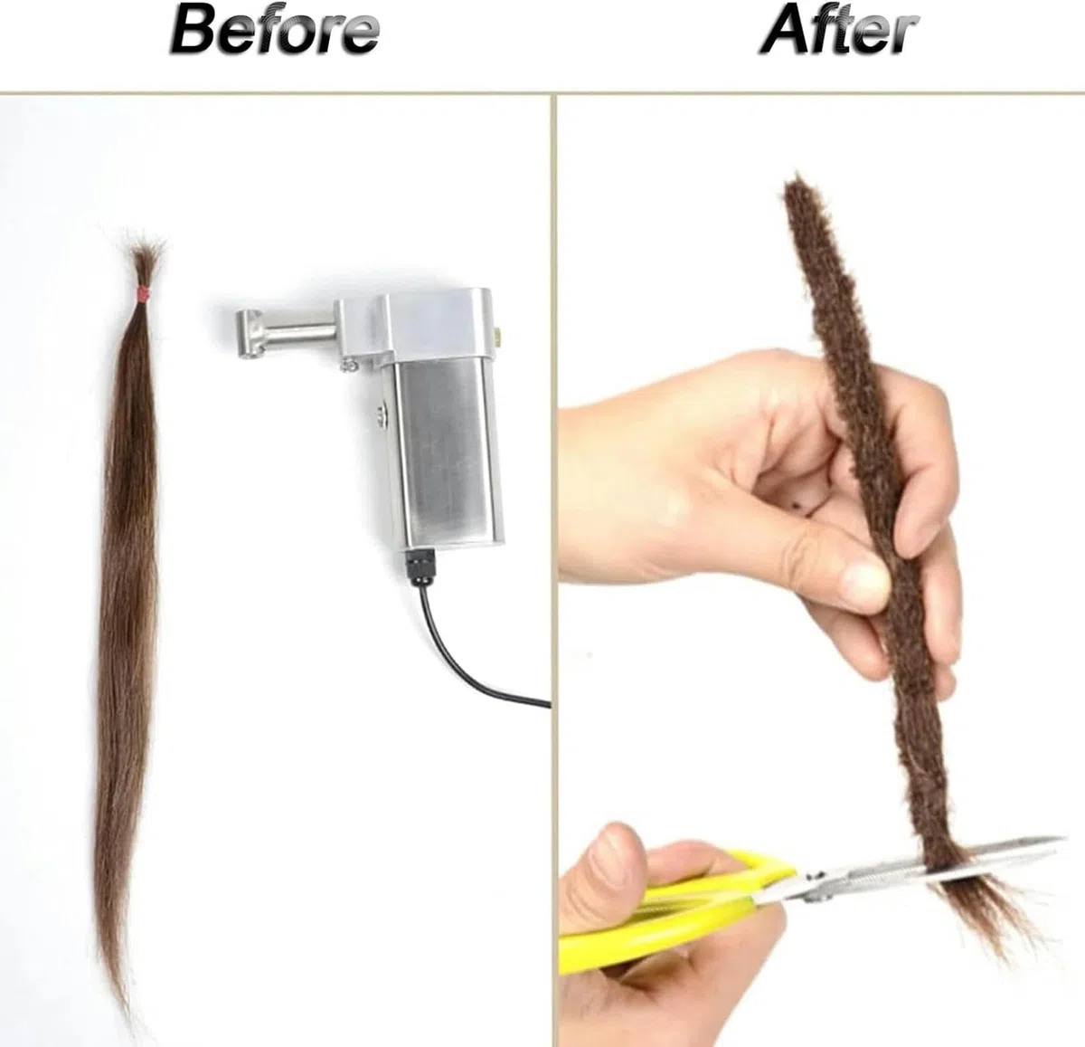 Máquina portátil Dreadlocks, Kit de máquina eléctrica Dreadlock para DIY Dreadlocks Trenzado extensión del Pelo, Máquina de fácil Uso Dreadlock Maker con 20 Agujas de Ganchillo Automáticas