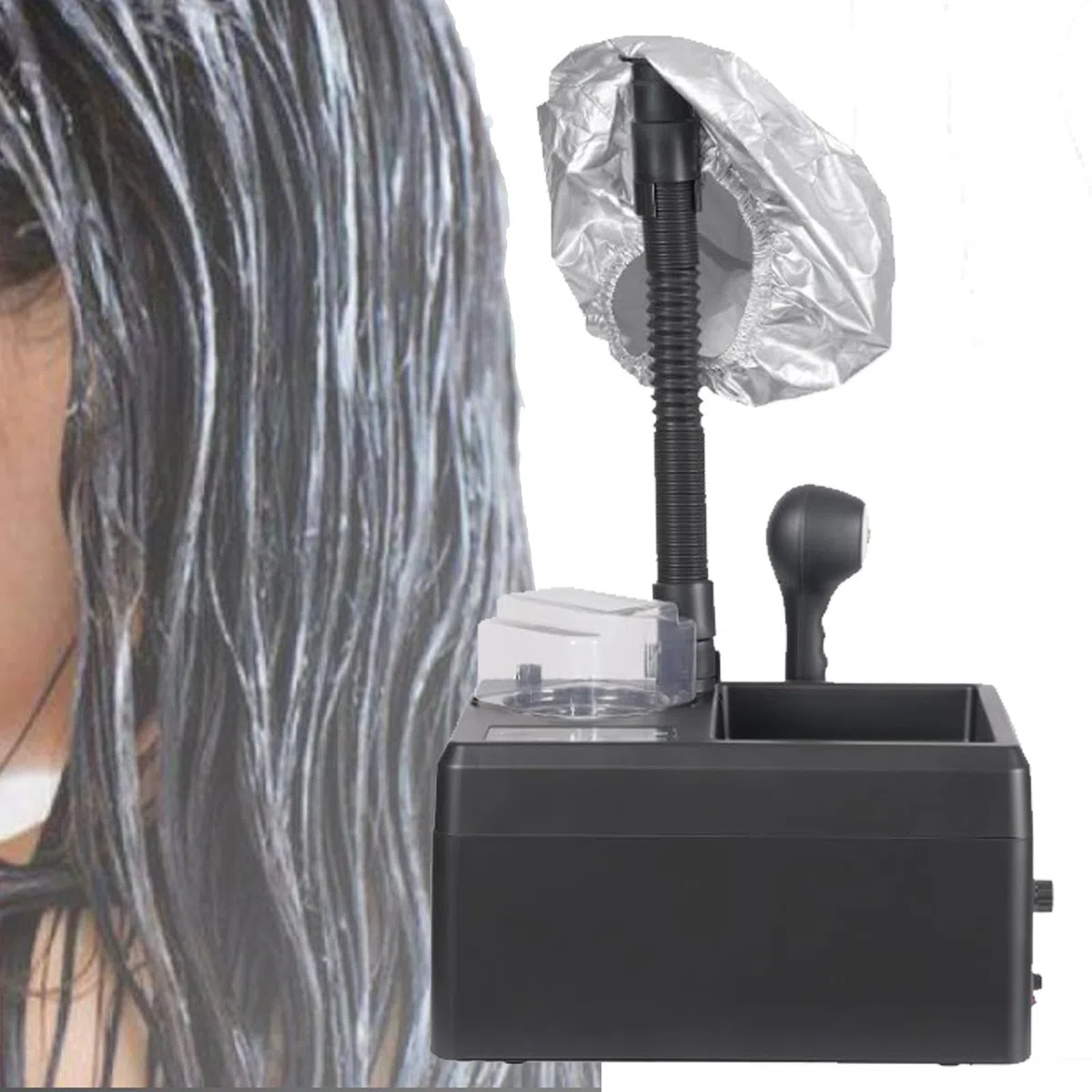 Vaporizador capilar nano 5 en 1, procesador capilar ultrasónico profesional de micro niebla, máquina multifuncional extraíble para el cuidado del cabello con gorro para el cuidado del cabello