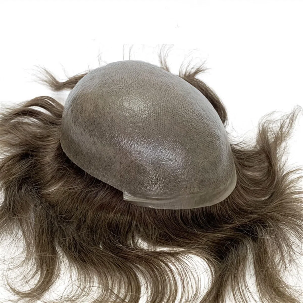 Peluca de Pelo Piezas de tupé for hombres 0,04 ~ 0,06 MM piel fina V-looped cabello humano tupé 8x10 "hombres PU Poly Toupee sistema de reemplazo de cabello Pelucas para Hombres ( Color : 120% , Size