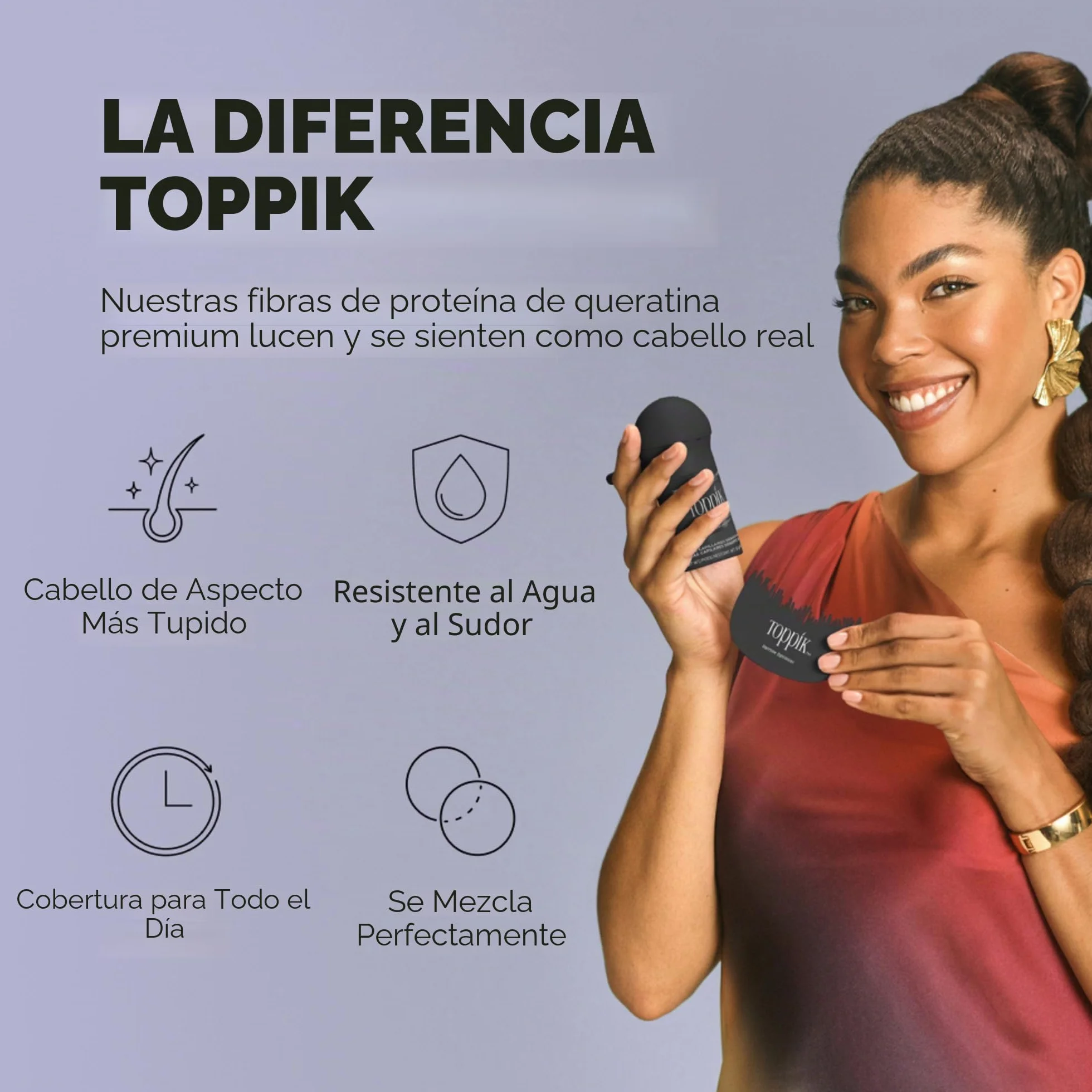 TOPPIK Fibras Capilares Castaño Oscuro, Fibras de Queratina para Crear más Densidad en el Cabello de Forma Inmediata, 12 g, Marrón Oscuro (TPD12A), Adultos unisex