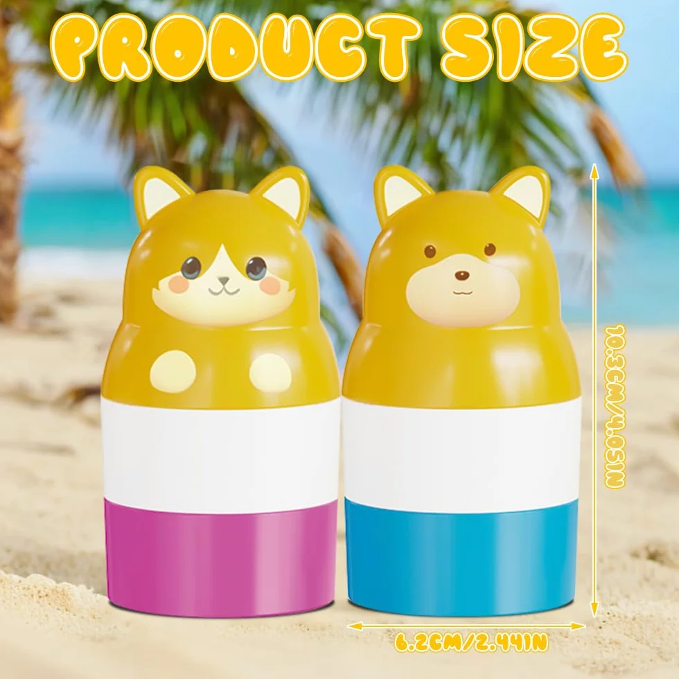 2 Pelota Aplicador de Crema Solar, 100mL Aplicador Crema Solar Niños Adultos, Aplicador de Protector Solar Reutilizable, Roll on Sponge Applicator de Tamaño de Viaje para Niños (Rosa, azul)