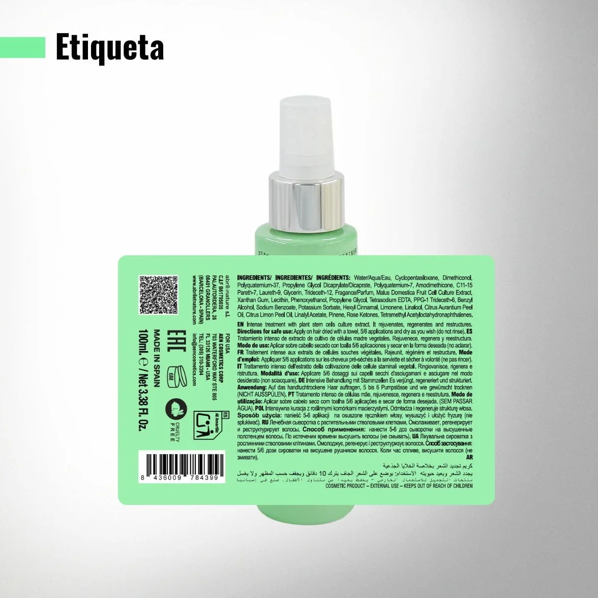 abril et nature - Cell Innove - Sérum Pelo Profesional - Regenera y Rejuvenece - Todo tipo de cabellos - Concentrado con Células Madre Vegetales - Sellador de la Cutícula - 100 ml