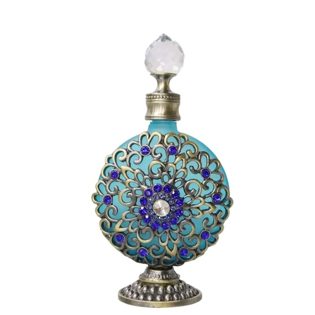 Atomizador de perfume, 60 piezas 30ml/1oz Diamond Sett Metal Glass Botella de perfume recargable Multicolor(Blue)