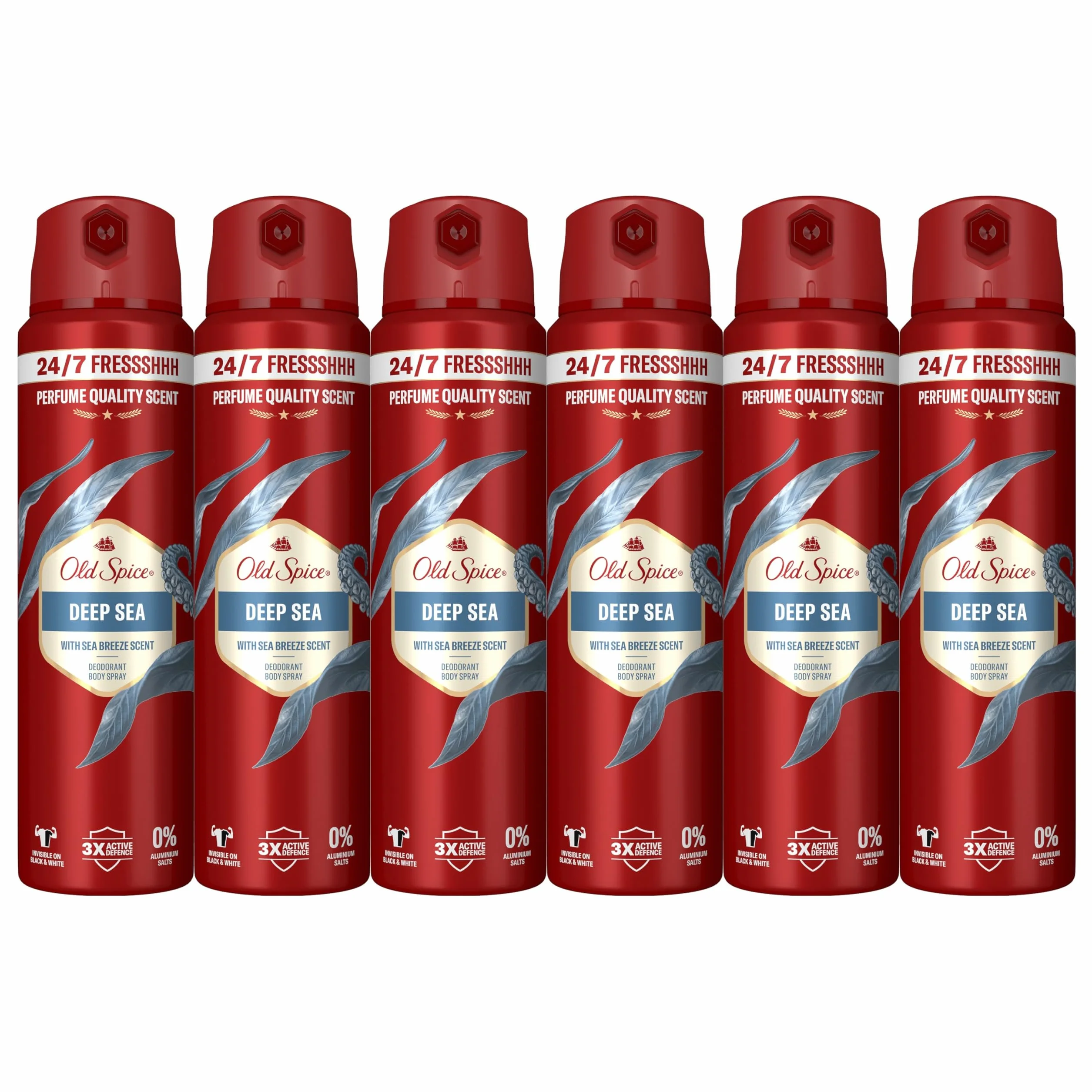 Old Spice Deep Sea Desodorante Corporal En Spray Para Hombres 150 ml, Fresco 24 Horas, Todos Los Días Con Uso Diario, Perfume Duradero, Fragancia Excepcional, Protección Contra El Mal Olor