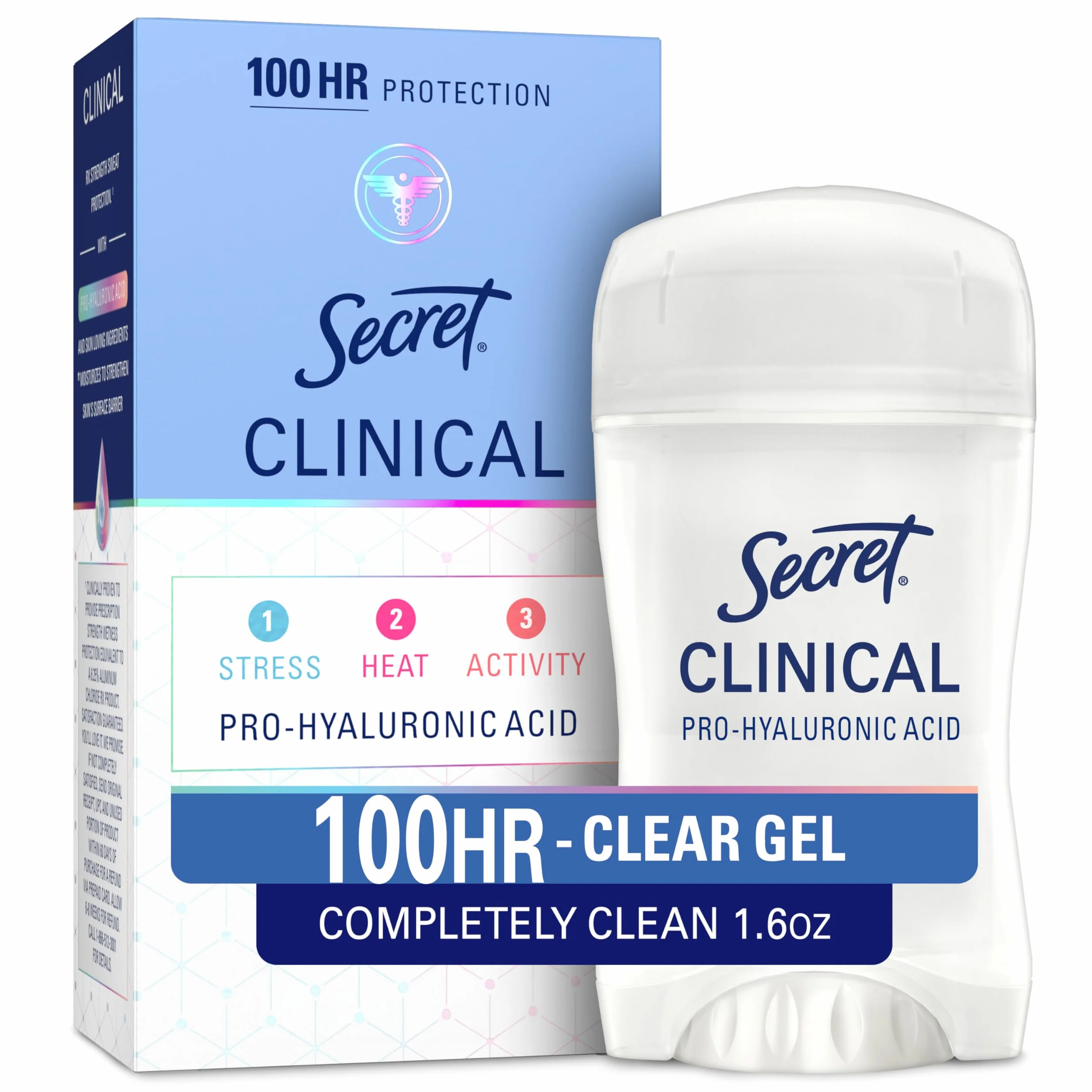 Secret Clinical Strength Clear Gel Women's Antiperspirant & Deodorant Completely Clean Scent 1.6 Oz, 1.600 Fluid Ounce by Secret
