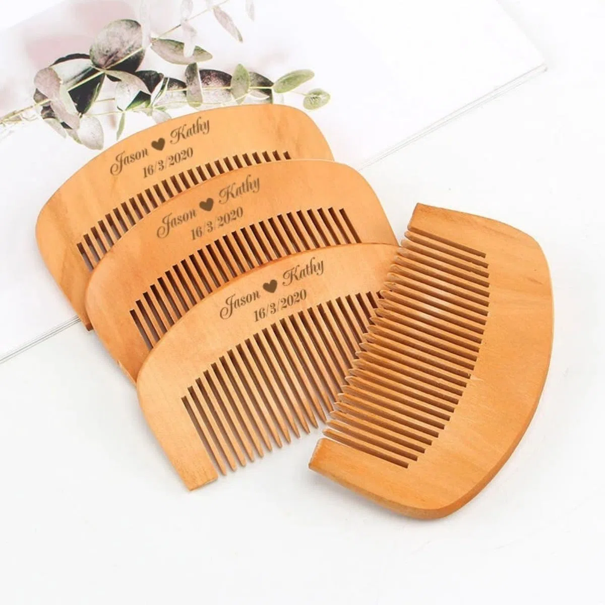 Peines personalizados para el pelo, recuerdos de boda y regalos personalizados, peine de madera grabado con nombre, peines de bolsillo de madera (70 unidades)