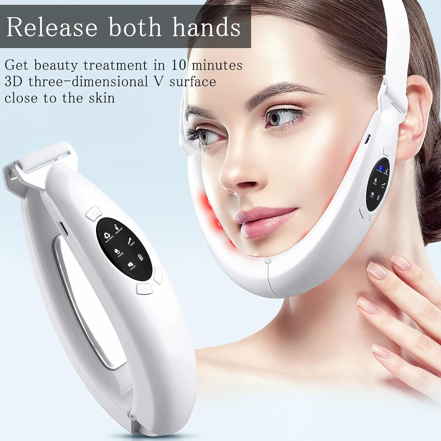 Reductor de Papada Masajeador Facial Electrico, Dispositivo de Belleza Facial para Papada EMS Vface de 5 Modos Reductor con Control Remoto, Papada Reductor Mujer para Quita Papada y Contorno Facial