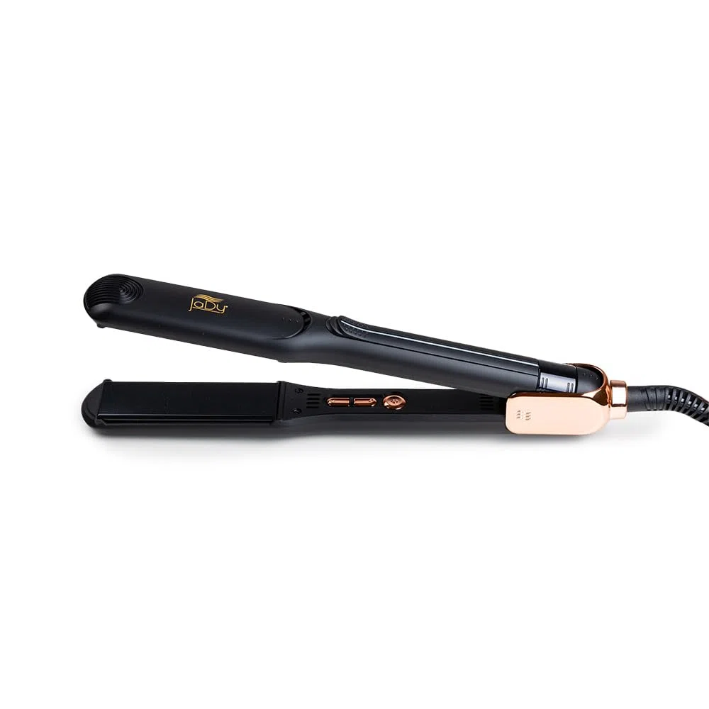 JaDy - Plancha para el pelo Gold Crystal | Calentamiento rápido en 10s | Revestimiento cerámico turmalina | Temperatura ajustable 120-230°C | Apagado automático, Negro