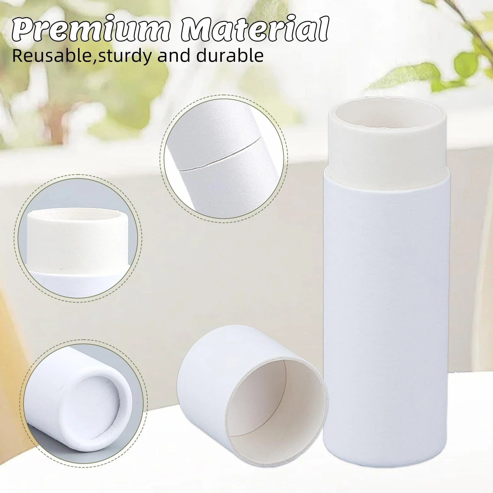 NICENEEDED 20 Tubo de Bálsamo Labial de Cartón Vacío, Tubo de Lápiz Labial de Papel Kraft Rellenable, Recipiente Redondo de Cartón para Brillo Labial