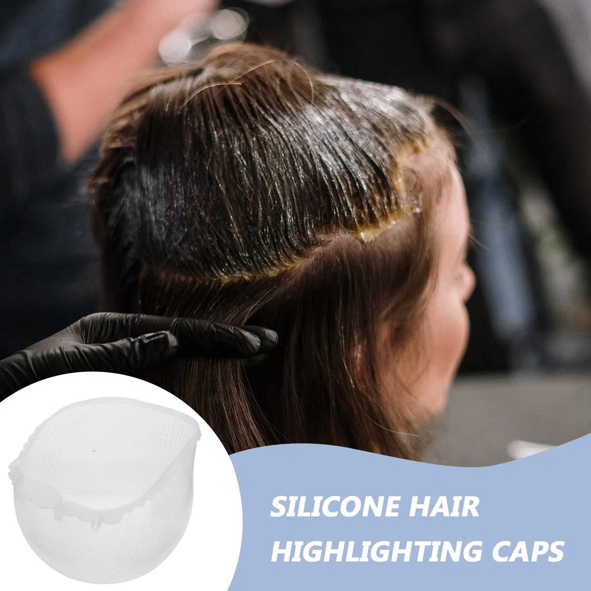 Zerodeko Gorro de Silicona para Teñir el Cabello con Agujeros Cruzados, Elástico y Reutilizable, Aplicación Precisa para Salón y Uso Doméstico
