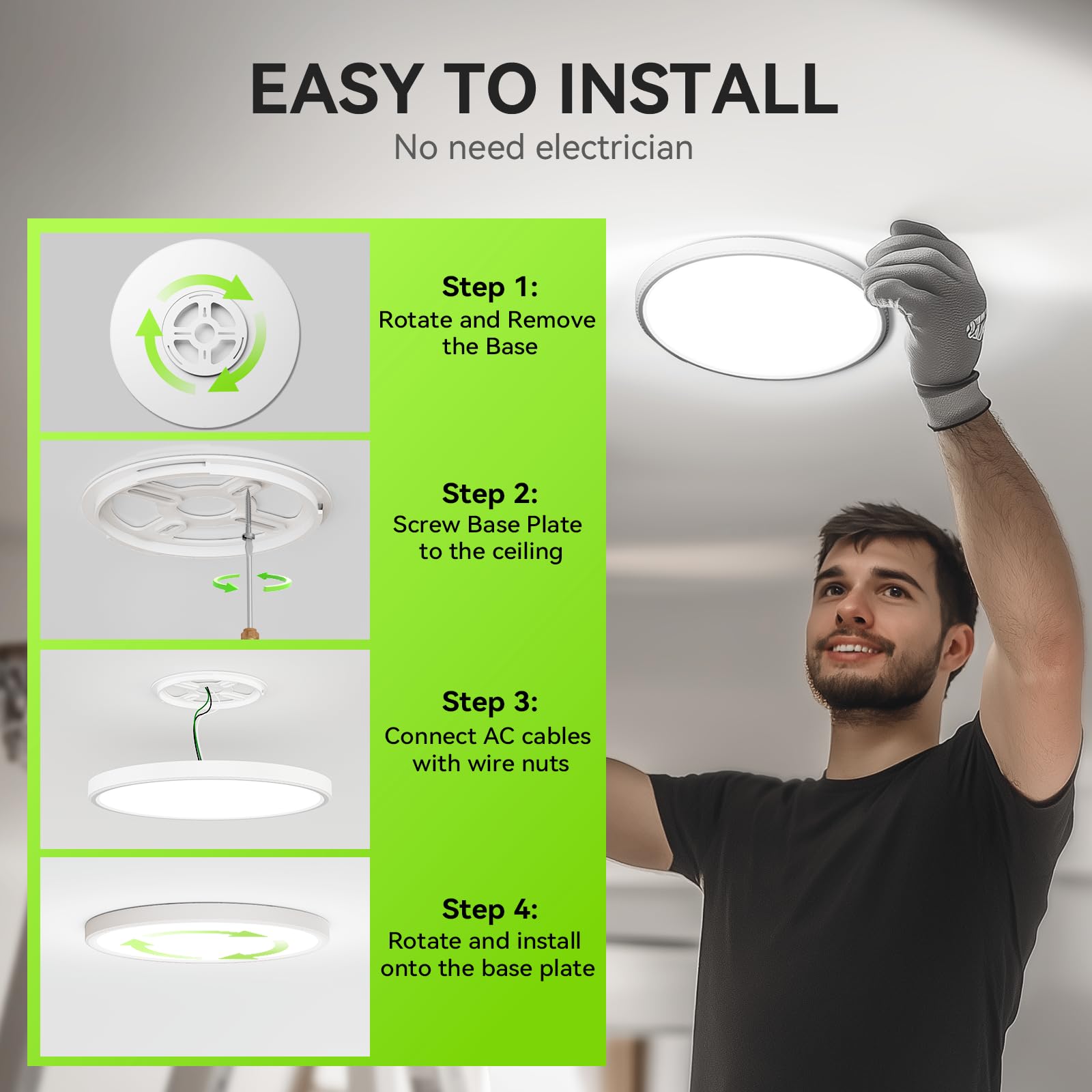 Ultra-Slim LED Ceiling Light, 5000K Daylight