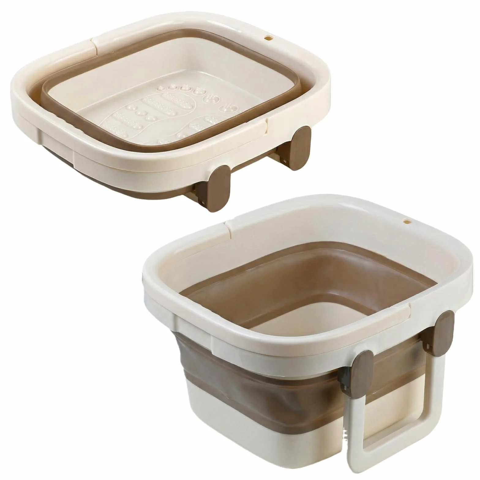 Barreño Plegable, Barreño con Estructura Reforzada, Baño de Pies Retráctil con Nódulos de Masaje y Asa, Remojo de Pies, Cuidado y Relajación, Balde Plegable