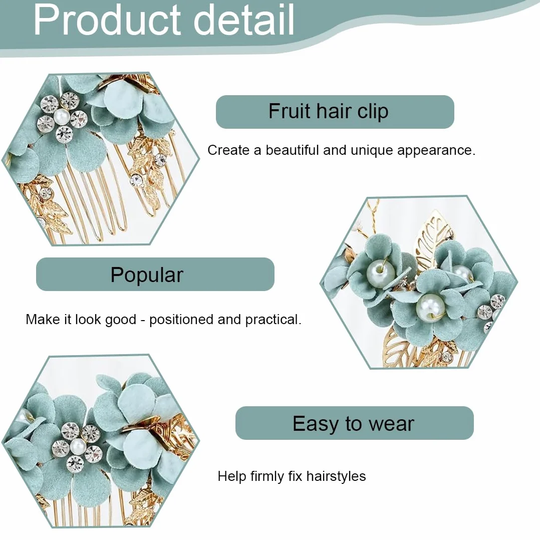 4 Piezas Peinetas para el Pelo, Adorno Pelo Novia con Cristales Verdes, Tocado de Novia para Bodas, Tocados de Pelo Verde para Mujeres, Peinetas para el Pelo Boda