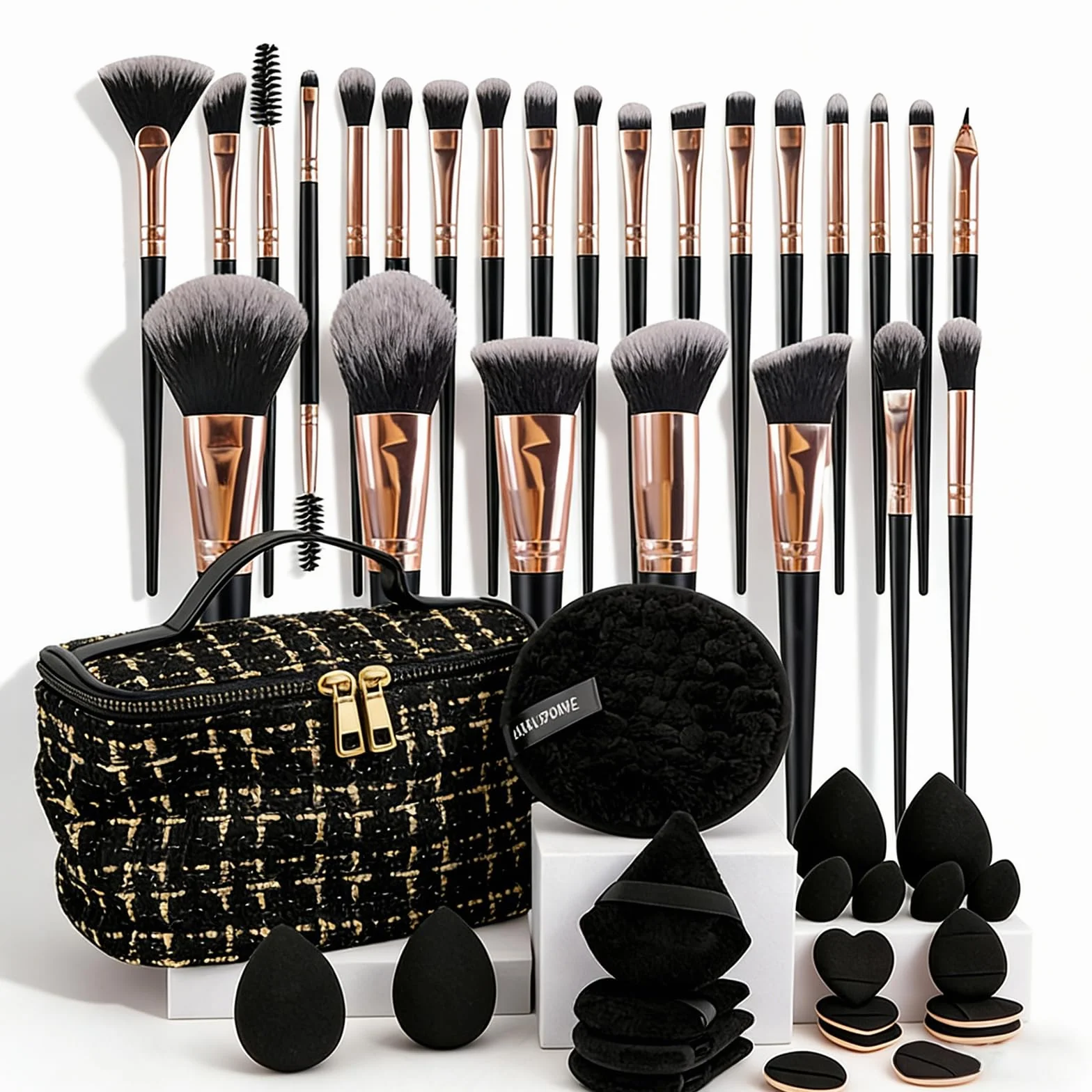 Brocha de Maquillaje Avanzada, 47 Piezas Juego de Pinceles de maquillaje Profesional para Rostro y Ojos Blush Foundation Concealer Powder