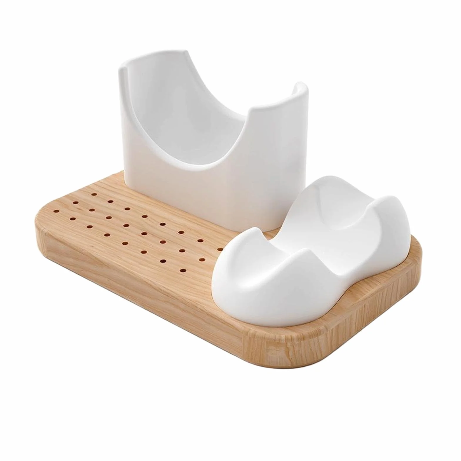 Soporte de Madera para Torno de Uñas 3 en 1, Expositor de Silicona Suave para Manicura