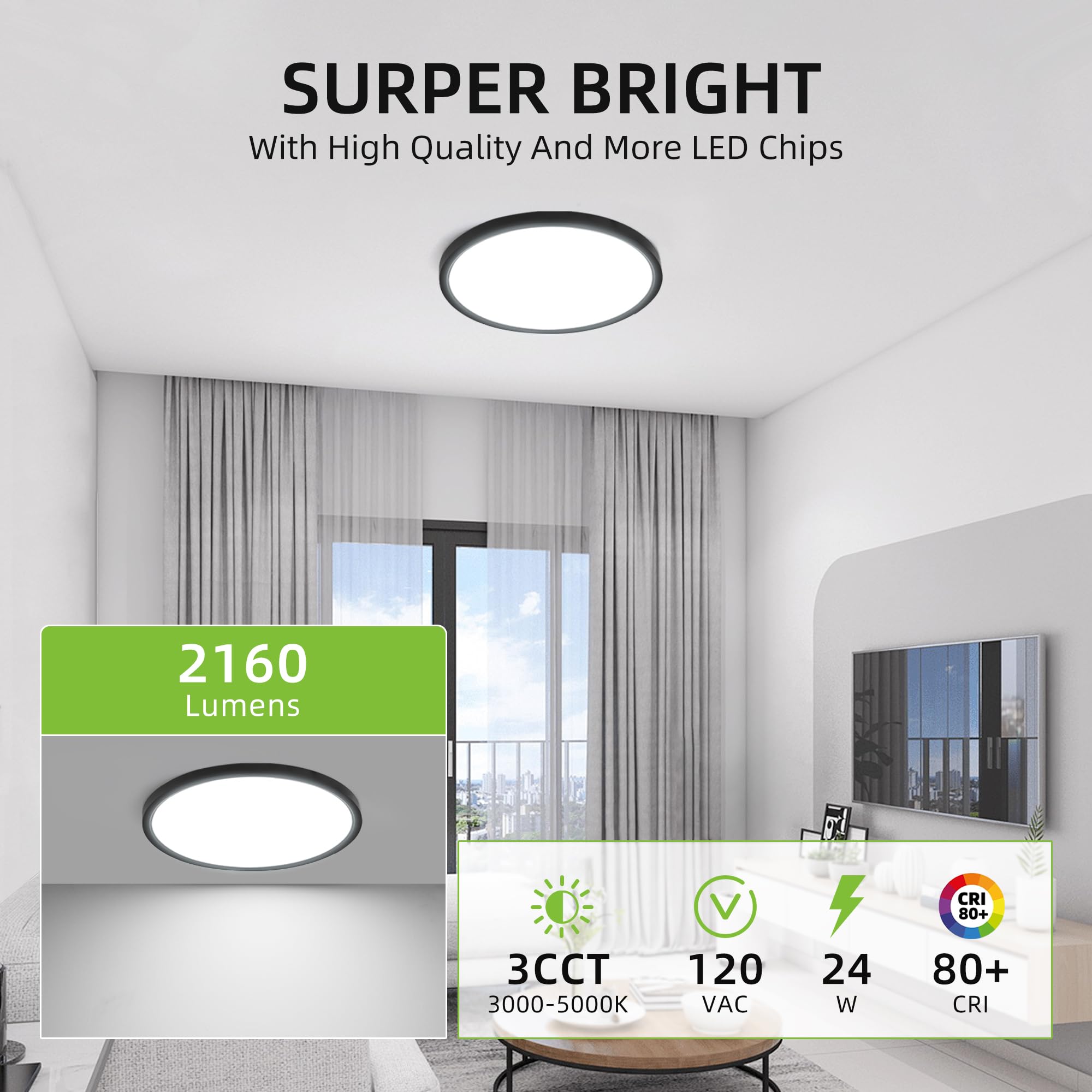 Black 12-Inch Adjustable Round LED Panel Light