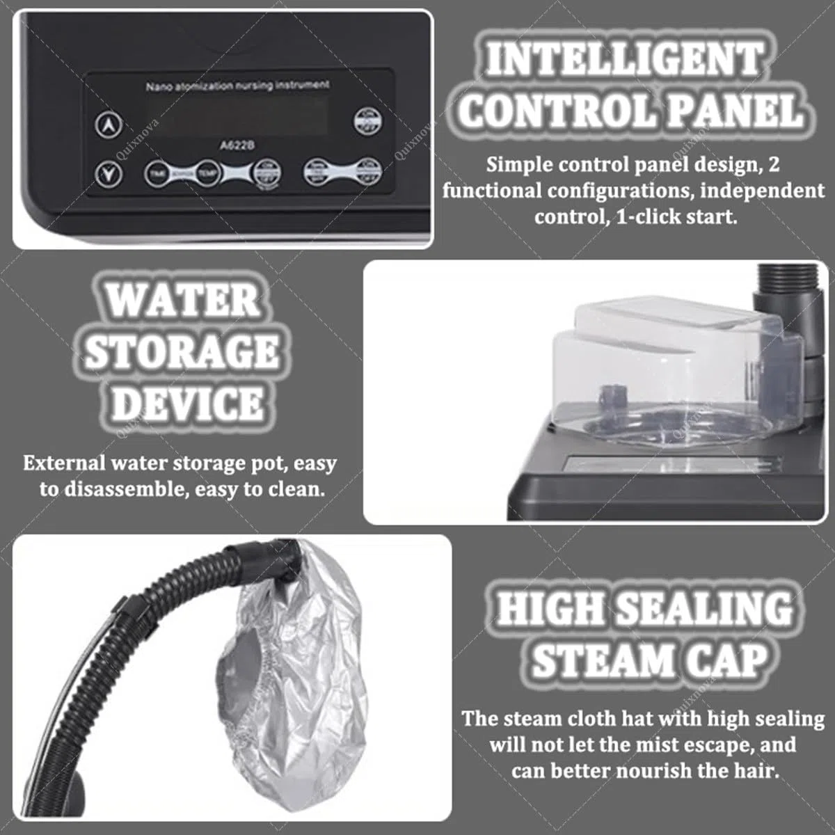 Vaporizador capilar nano 5 en 1, procesador capilar ultrasónico profesional de micro niebla, máquina multifuncional extraíble para el cuidado del cabello con gorro para el cuidado del cabello
