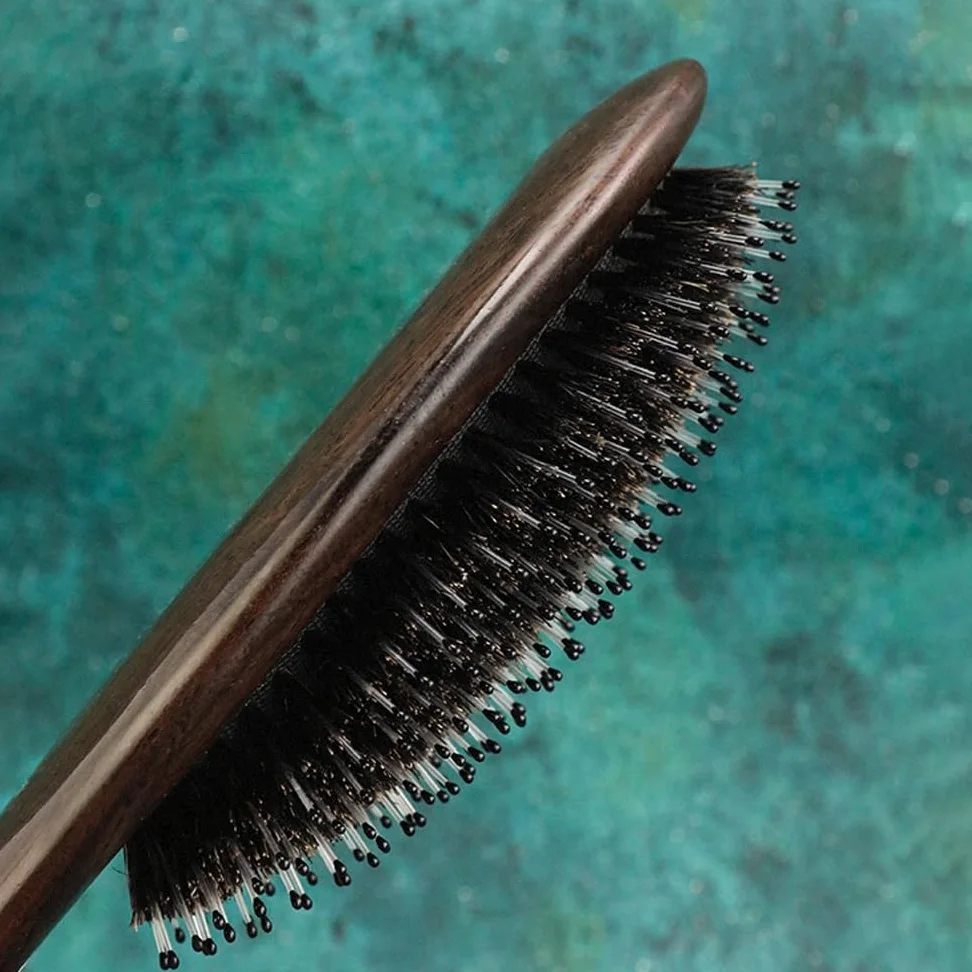 Cepillo de pelo de cerdas de jabalí para cabello grueso, rizado, fino, largo, corto, húmedo o seco, añade brillo y hace que el cabello sea suave, el mejor cepillo de pelo de paleta para hombres