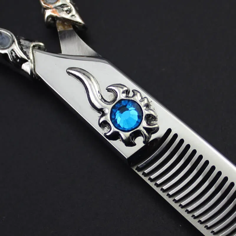 Tijeras de Corte de Pelo, Tijeras Profesionales japonesas 440C de 6 Pulgadas con diseño de Girasol, Tijeras de peluquería Curvas de entresacar, Juego de Tijeras de peluqu(Adelgazamiento)